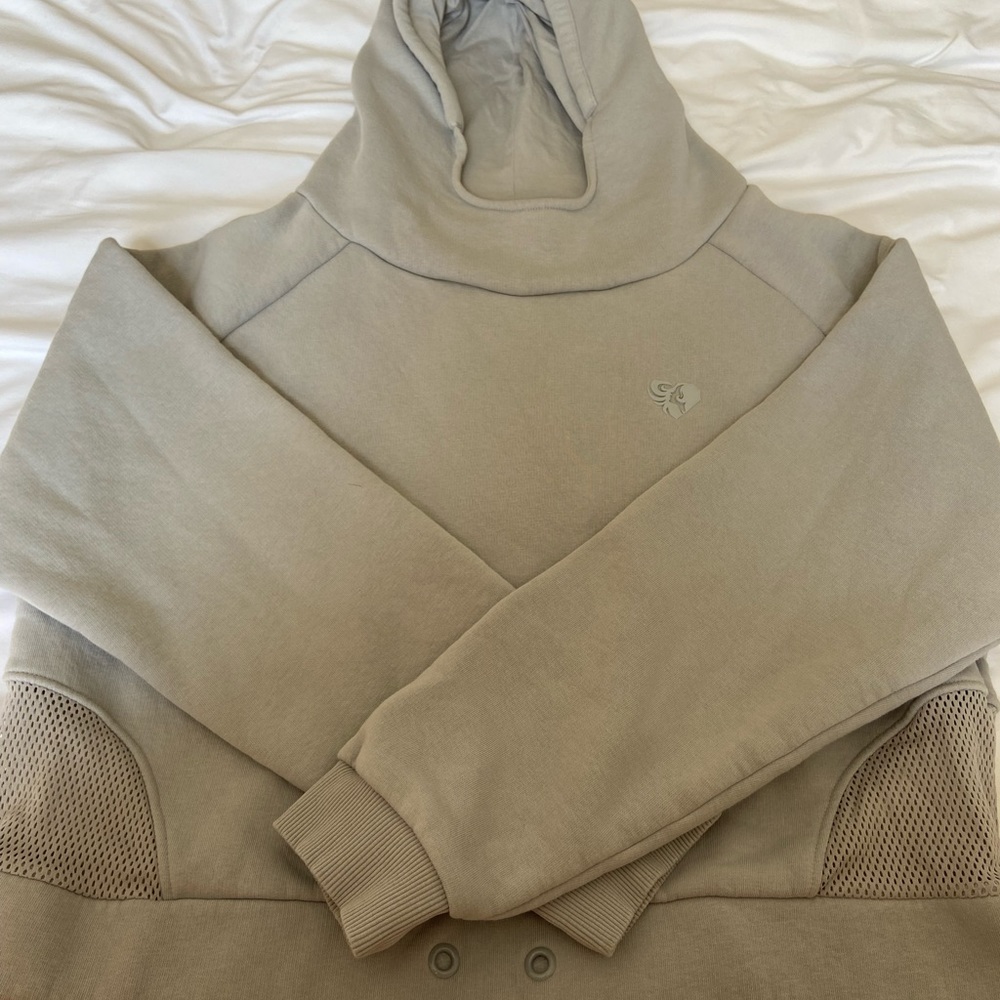 True Mesh Cropped Hoodie In Gray/womensbest